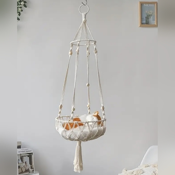 Hanging Cat Swing Bed, Woven Rope Cat Hammock Basket, T9MIS - Picture 5 of 5
